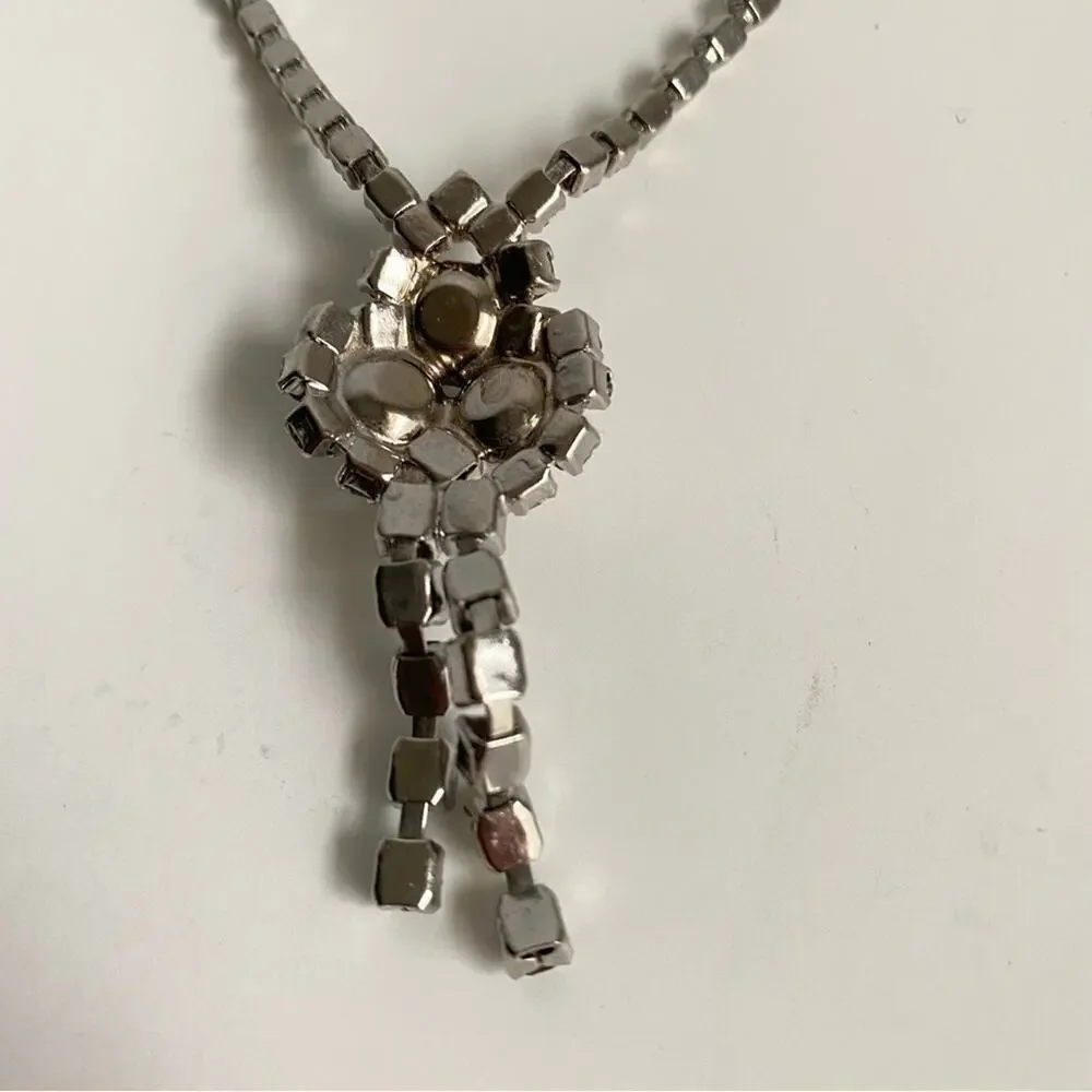 Vintage Rhinestone Necklace Dangle Retro Formal Prom Choker Clear Faux‎ Diamonds